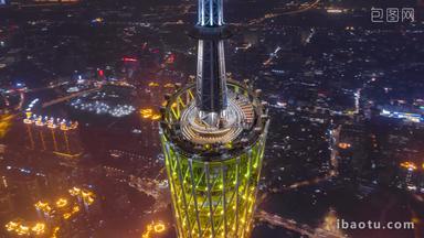 广州广州塔塔顶360度夜景航拍延时航拍